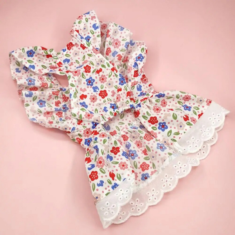 Mājdzīvnieku kleita elpojošs, krāsains, bez plūkšanas, mazgājams, sviedrus uzsūcošs tērps, peldošs piedurknes mežģīnes ziedu suņu apģērbs mājdzīvnieku izstrādājums