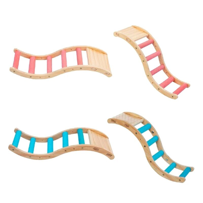 Papagailis asari kāpšanas kāpnes koka platforma putnu statīvs, slīpētas kāpnes, košļājamā rotaļlieta maziem un vidējiem putniem, viegli uzstādāms piliens