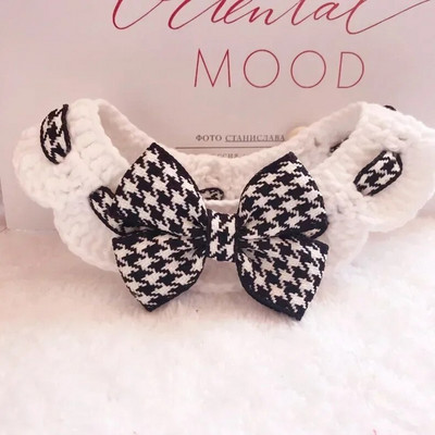 Ziemassvētku mājdzīvnieku vilnas trikotāžas priekšautiņš siekalu dvielis kaķa šalle apkakle Bandana Flower Bell mājdzīvnieku kaklarotas aksesuāri аксесуары для собак