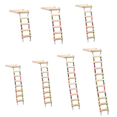 Y1UU Wooden Parrot Hamster Climbing Ladder Swing for Play Set Birds Exercise Per