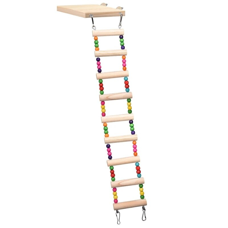 Y1UU Κούνια αναρρίχησης με σκάλα για χάμστερ με ξύλινο παπαγάλο για σετ άσκησης πουλιών ανά