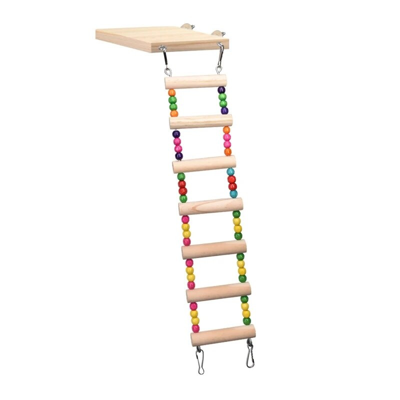 Y1UU Κούνια αναρρίχησης με σκάλα για χάμστερ με ξύλινο παπαγάλο για σετ άσκησης πουλιών ανά