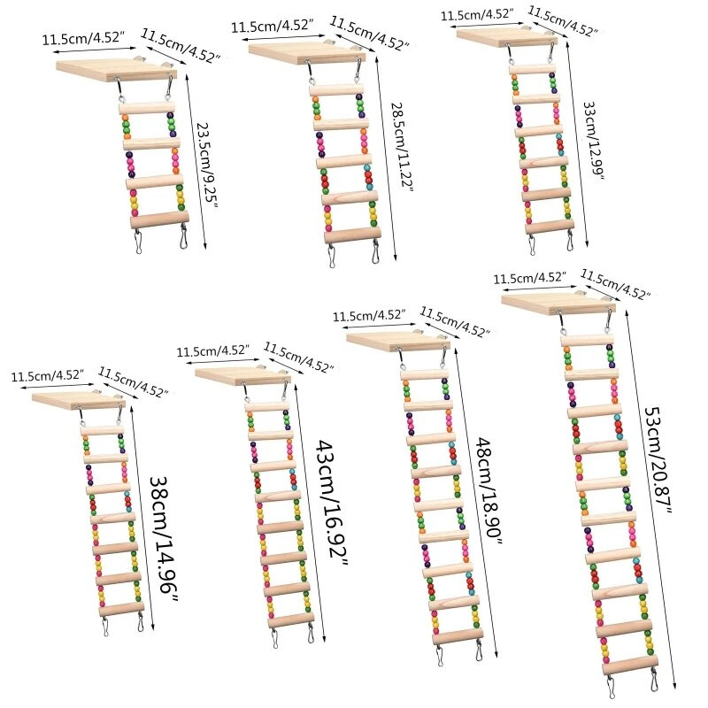 Y1UU Κούνια αναρρίχησης με σκάλα για χάμστερ με ξύλινο παπαγάλο για σετ άσκησης πουλιών ανά