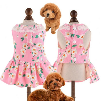 Сладка рокля за домашни любимци, рокля с презрамка за зайчета и модна декорация от цветя за малки кучета, всесезонен костюм за домашни любимци