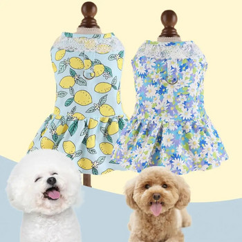 Сладка рокля за домашни любимци, рокля с презрамка за зайчета и модна декорация от цветя за малки кучета, всесезонен костюм за домашни любимци