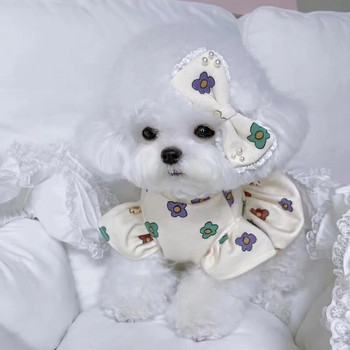 Флорална рокля за домашни кучета Лятна пола на кученце Принцеса Модна сватбена рокля за котки Сладко меко облекло за домашни любимци Дрехи за кучета Чихуахуа