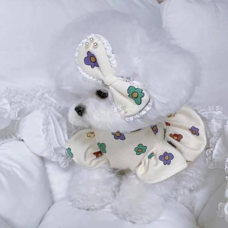 Λουλουδάτο φόρεμα για σκύλους κατοικίδιων ζώων Καλοκαιρινή φούστα για κουτάβι Πριγκίπισσα Μόδα νυφικό για γάτα Χαριτωμένο μαλακό ένδυμα για κατοικίδιο γατάκι Ρούχα για σκύλους Τσιουάουα