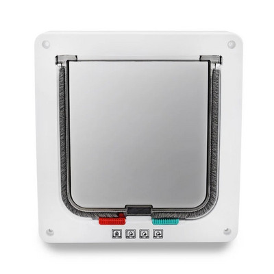 Viedās mājdzīvnieku durvis, četrvirzienu bloķēšanas drošības slēdzene ABS plastmasas suņu kaķu atloka durvis, vadāmas, virziena slēdža durvis, mazo mājdzīvnieku piederumi