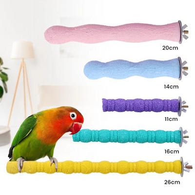 Parrot Paw Grinding Ξύλινο ραβδί ψεκασμένο με χρωματιστές άμμους Bird Parakeet Parrot Toy Grinding Rod Gripper Προμήθειες για κατοικίδια