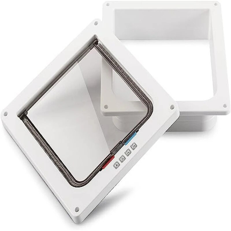 Kaķa atloka durvis sunim Kaķa kaķa kucēna drošības vārti Mazie mājdzīvnieku piederumi ABS plastmasas kaķēns ar četrvirzienu slēdzeni drošības atloku durvju suns