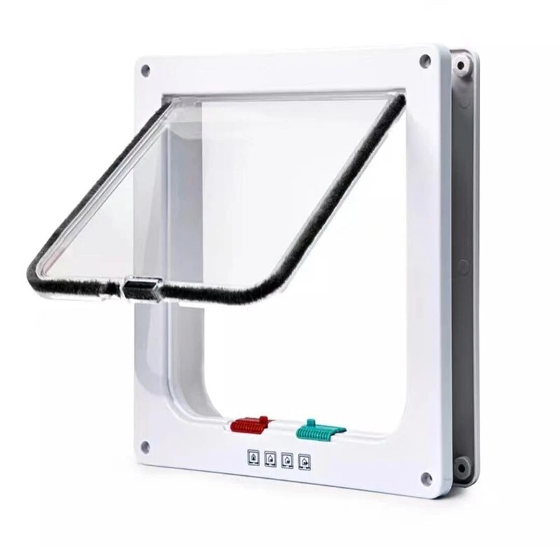 Kaķa atloka durvis sunim Kaķa kaķa kucēna drošības vārti Mazie mājdzīvnieku piederumi ABS plastmasas kaķēns ar četrvirzienu slēdzeni drošības atloku durvju suns