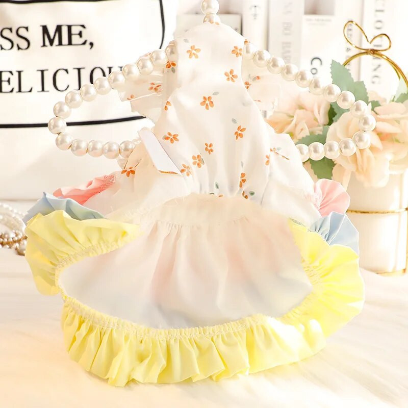 Ρούχα σκύλου άνοιξη και καλοκαίρι λεπτή γάτα πριγκίπισσα πολύχρωμη γλυκιά πολυεπίπεδη Lolita μικρό σκυλί Teddy κατοικίδιο