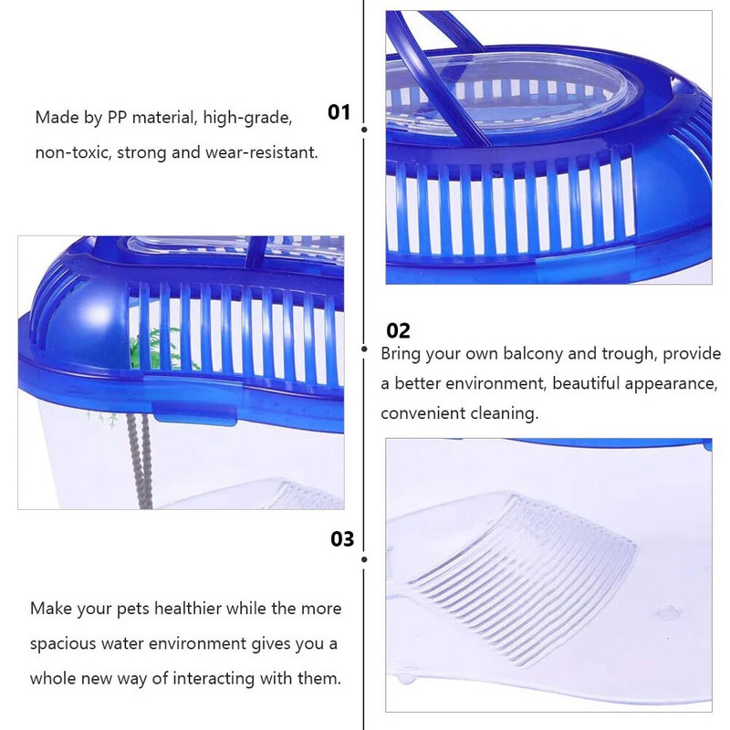Kilpkonnapaak akvaarium, kilpkonnakonteiner kuivatusplatvormiga roomajate terraarium Väike kilpkonnapaak koos kaane ja käepidemega