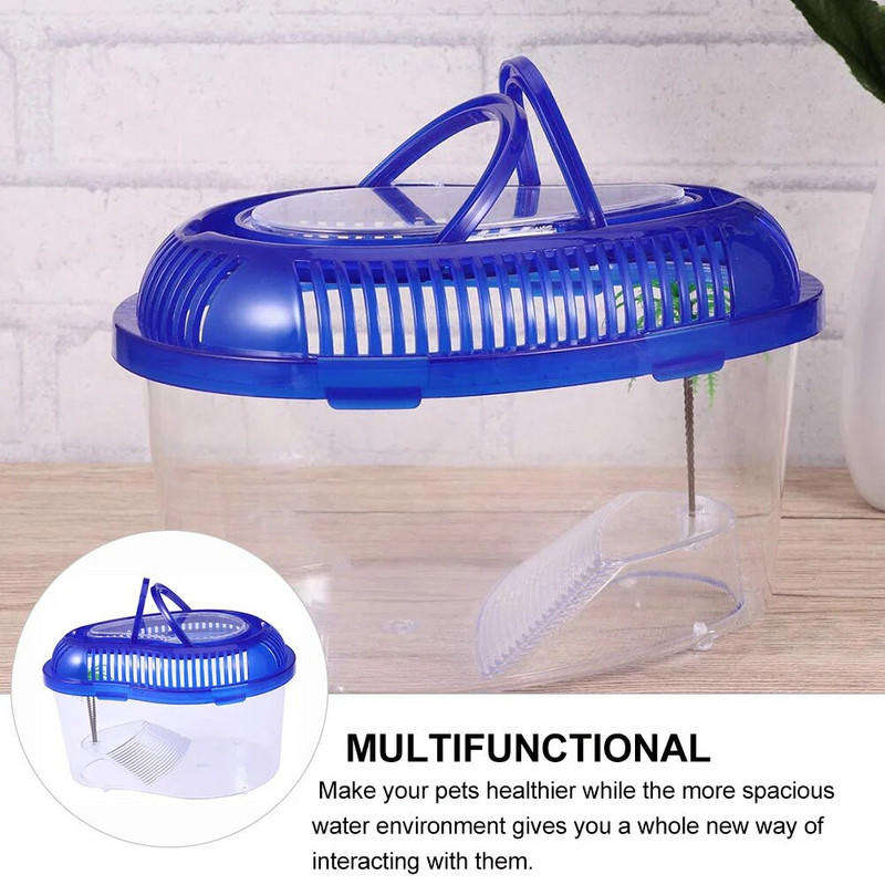 Kilpkonnapaak akvaarium, kilpkonnakonteiner kuivatusplatvormiga roomajate terraarium Väike kilpkonnapaak koos kaane ja käepidemega