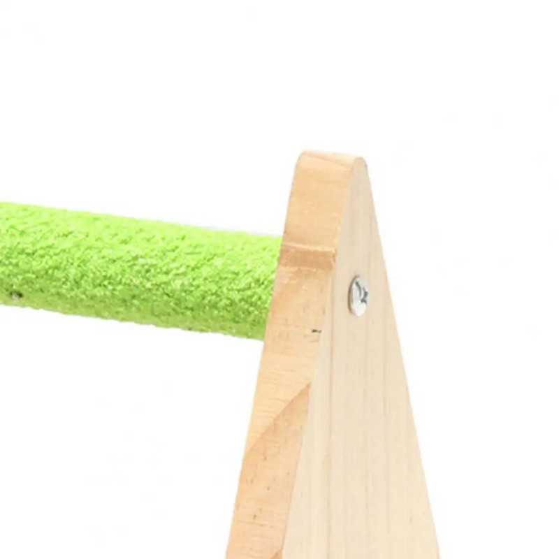 Jucărie pentru păsări Stand triunghi ferm cu cană de hrănire Joacă și odihnă Suport de antrenament pentru papagali din lemn pentru animale de companie Loc de joacă pentru perusi