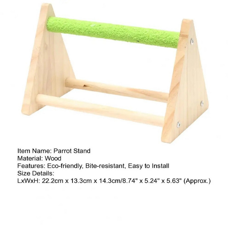 Jucărie pentru păsări Stand triunghi ferm cu cană de hrănire Joacă și odihnă Suport de antrenament pentru papagali din lemn pentru animale de companie Loc de joacă pentru perusi