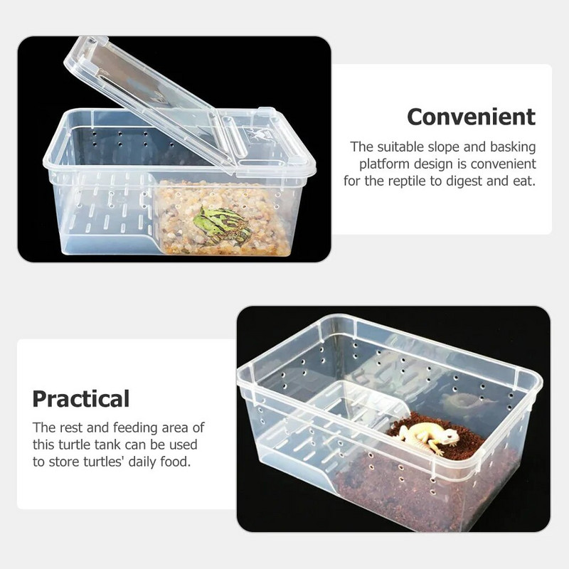 Abinieku barošanas kaste Gliemežu māja ūdens bruņurupučiem Akrila iežogojums terase terārijs rāpuļiem