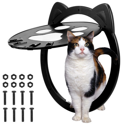 Mājdzīvnieku durvis Jaukas kaķa ķepas formas suņa kaķa atloka durvis ar četrvirzienu drošības slēdzenes atloku durvis suņu kaķiem kaķēniem, maziem mājdzīvnieku vārtiem