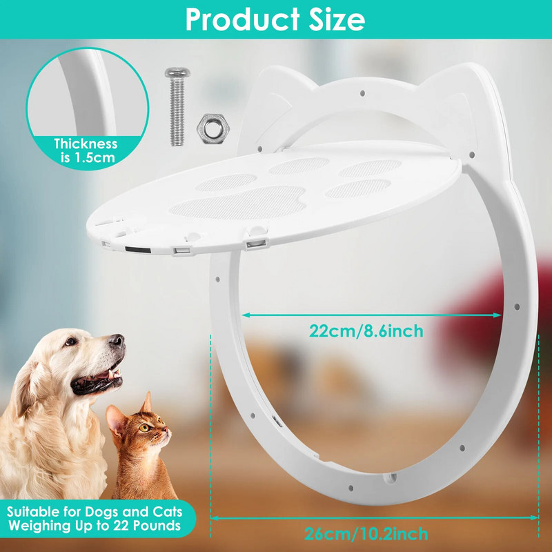 Mājdzīvnieku durvis Jaukas kaķa ķepas formas suņa kaķa atloka durvis ar četrvirzienu drošības slēdzenes atloku durvis suņu kaķiem kaķēniem, maziem mājdzīvnieku vārtiem