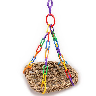 Bird Swing Chewing Toys Parrot Bell Toys Parrot Cage Toy Bird Perch with Wood Beads Hanging for Small Parakeets