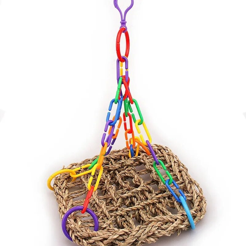 Putnu šūpoles košļājamās rotaļlietas Papagaiļu zvaniņu rotaļlietas Papagaiļu būris Rotaļlieta Putnu asaris ar koka krellēm, kas karājās maziem papagailīšiem