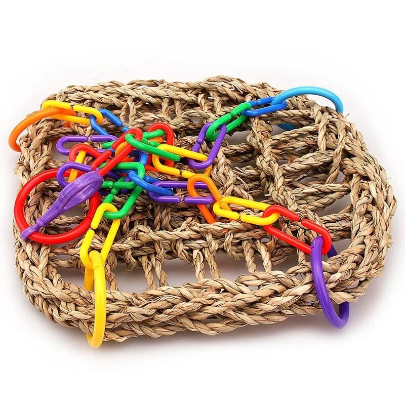 Putnu šūpoles košļājamās rotaļlietas Papagaiļu zvaniņu rotaļlietas Papagaiļu būris Rotaļlieta Putnu asaris ar koka krellēm, kas karājās maziem papagailīšiem