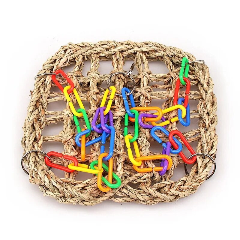 Putnu šūpoles košļājamās rotaļlietas Papagaiļu zvaniņu rotaļlietas Papagaiļu būris Rotaļlieta Putnu asaris ar koka krellēm, kas karājās maziem papagailīšiem