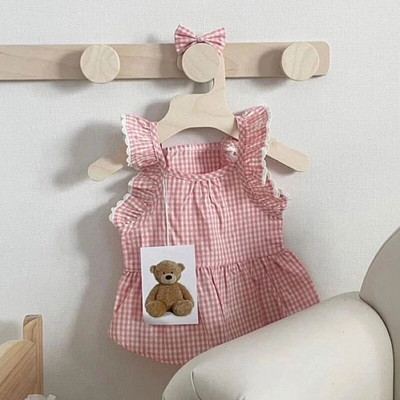 Lemmiklooma suvine pitskleit Armas ruuduline koerakleit kaisuroosa printsesskleit kutsikale pehme camisole kutsika pulmakleit XS-XL