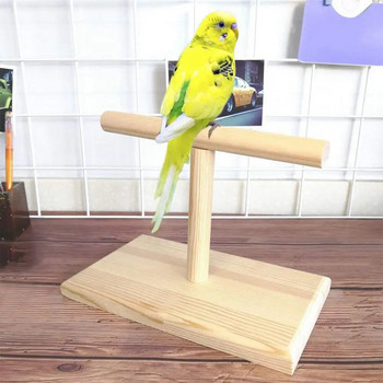 Надеждна опора за птици Wood Parrot Дървена настолна кацалка Компактна стойка против надраскване за птици за папагали Папагали Корели