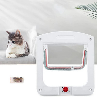 Cat Door 4-suunaline lemmiklooma lukustusuks, mugav ja turvaline juurdepääs teie lemmikloomadele Ideaalne kassiuks