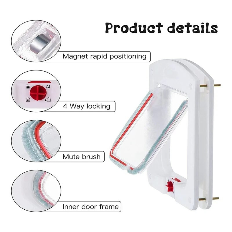 Ușă pentru pisici Ușă de blocare pentru animale de companie cu 4 căi, acces convenabil și în siguranță pentru animalele dvs. Ușa perfectă pentru pisici