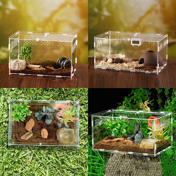 Acrylic Terrarium Tank for Reptiles Breeding Box Terrarium Tank Clear Feeding Habitat Terrarium Cage Tank