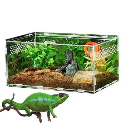Rezervor de terariu acrilic pentru cutie de reproducere a reptilelor Rezervor de terariu pentru hrănire transparentă Rezervor de cușcă de terariu