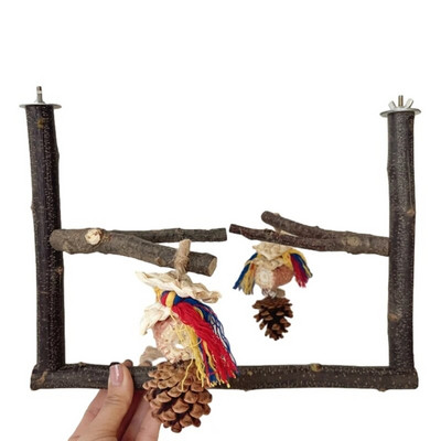 Putnu asaris Nature Wood statīvs papagaiļiem Conure Supplies Budgies Slīpēšanas skrāpis maziem un vidējiem papagaiļiem plaukta rotaļlietu nolaižams kuģis