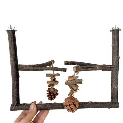 Putnu asaris Nature Wood statīvs papagaiļiem Conure Supplies Budgies Slīpēšanas skrāpis maziem un vidējiem papagaiļiem plaukta rotaļlietu nolaižams kuģis