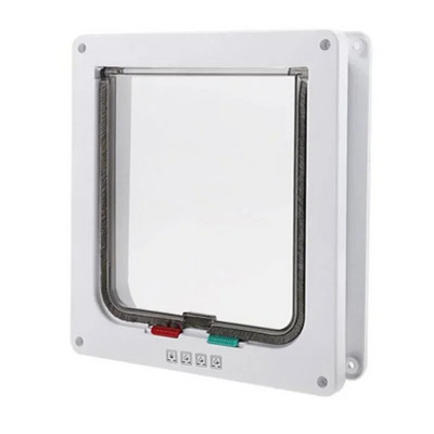 Viedās mājdzīvnieku durvis, četrvirzienu bloķēšanas drošības slēdzene ABS plastmasas suņu kaķu atloka durvis, vadāmas, virziena slēdža durvis, mazo mājdzīvnieku piederumi