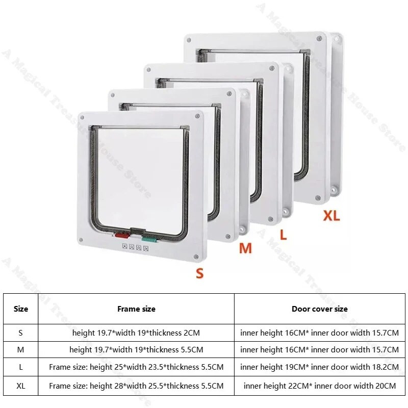 Viedās mājdzīvnieku durvis, četrvirzienu bloķēšanas drošības slēdzene ABS plastmasas suņu kaķu atloka durvis, vadāmas, virziena slēdža durvis, mazo mājdzīvnieku piederumi