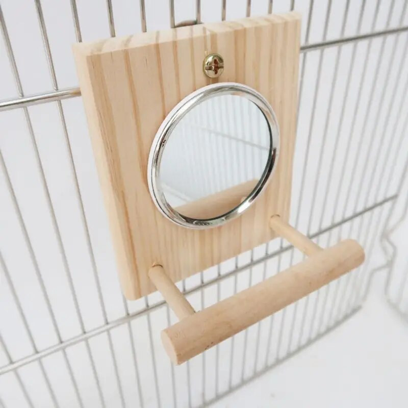 Y1UB Ogledalo za ptice s visećim stalkom za smuđ Igračka Parrot Kavez za ptice Stalci za valovite papagaje