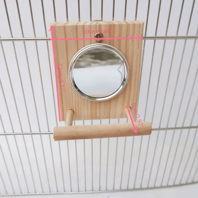 Y1UB Ogledalo za ptice s visećim stalkom za smuđ Igračka Parrot Kavez za ptice Stalci za valovite papagaje