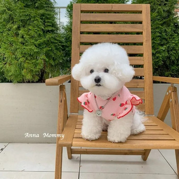 Χαριτωμένα δαντέλα Strawberry Dogs Ρούχα Φούστα Pet Teddy Καλοκαιρινά Ρούχα Schoner Αναπνεύσιμα Ρούχα Κουτάβι Φρούτα Γιλέκο για σκύλους