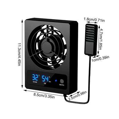 Ventilatsiooniventilaator roomajate korpuse jaoks Nutikas jahutusventilaator LED-ekraaniga Tugev tuul, madal müratase kahepaiksetele roomajatele maod