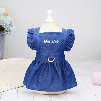 Suvine koerakleit Denim seelik Rakmete kleidid emastele koertele Lemmikkasside kutsikate riided Pommeri malta puudli bichon Jean kostüüm