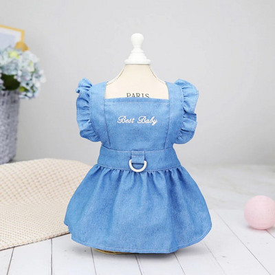 Suvine koerakleit Denim seelik Rakmete kleidid emastele koertele Lemmikkasside kutsikate riided Pommeri malta puudli bichon Jean kostüüm
