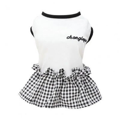 Odjeća za pse za kućne ljubimce Haljina za kućne ljubimce s okruglim izrezom Preslatka, mekana, udobna, rešetkasta spojena oprema za kućne ljubimce bez rukava