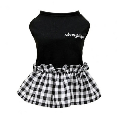 Odjeća za pse za kućne ljubimce Haljina za kućne ljubimce s okruglim izrezom Preslatka, mekana, udobna, rešetkasta spojena oprema za kućne ljubimce bez rukava