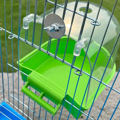 Висящ куб за баня за птици с фиксирани винтове Вана за папагали Вана Кутия за душ Аксесоар за клетка за кутия за вода за птици