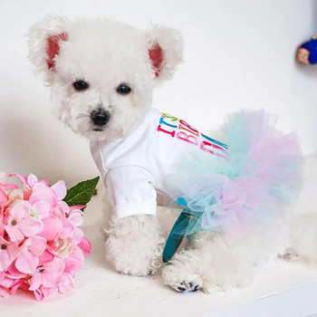 Рокля от тюл за домашни любимци Удобна очарователна рокля с надпис с букви Домашно кученце Куче Рожден ден Рокля на принцеса Стоки за домашни любимци