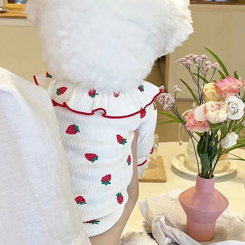Розова ягодова жилетка за кученце Тънка дантела Дрехи за домашни любимци Теди Уютна лятна рокля Куче за домашни любимци Дрехи за плодове Аксесоари за кучета