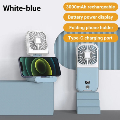 Mini kaasaskantav välisõhu käsiventilaator Rippuv kaelaventilaator USB-laadimine 3000 mAh akutoitega 180° kokkuklapitav juhtmevaba lauaõhu jahutusventilaator