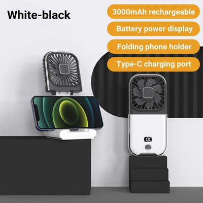 Mini kaasaskantav välisõhu käsiventilaator Rippuv kaelaventilaator USB-laadimine 3000 mAh akutoitega 180° kokkuklapitav juhtmevaba lauaõhu jahutusventilaator